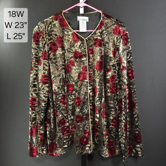 Vintage After Dark Jacket Womens Plus 18W Velvet Burnout Floral Goth Whimsigoth - Picture 1 of 6